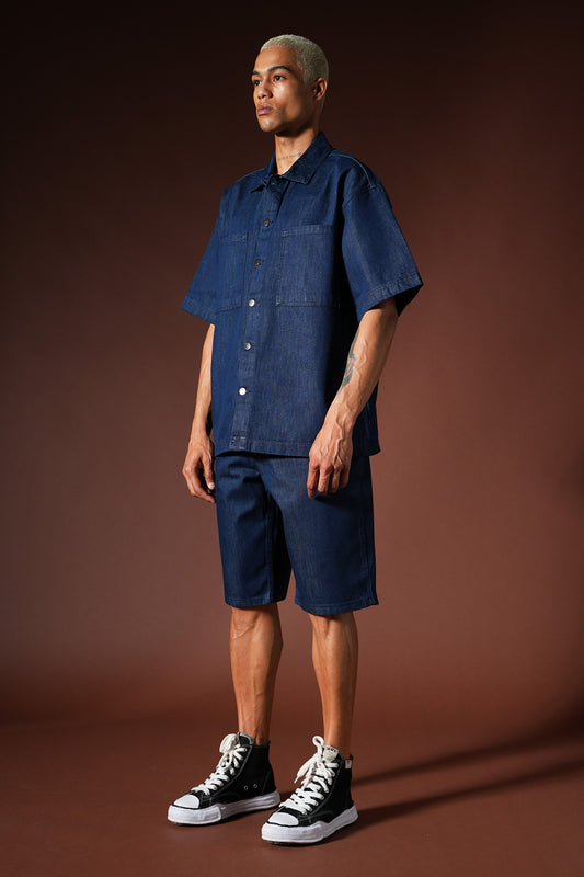 Ensemble chemise et short en denim oversize TK-01