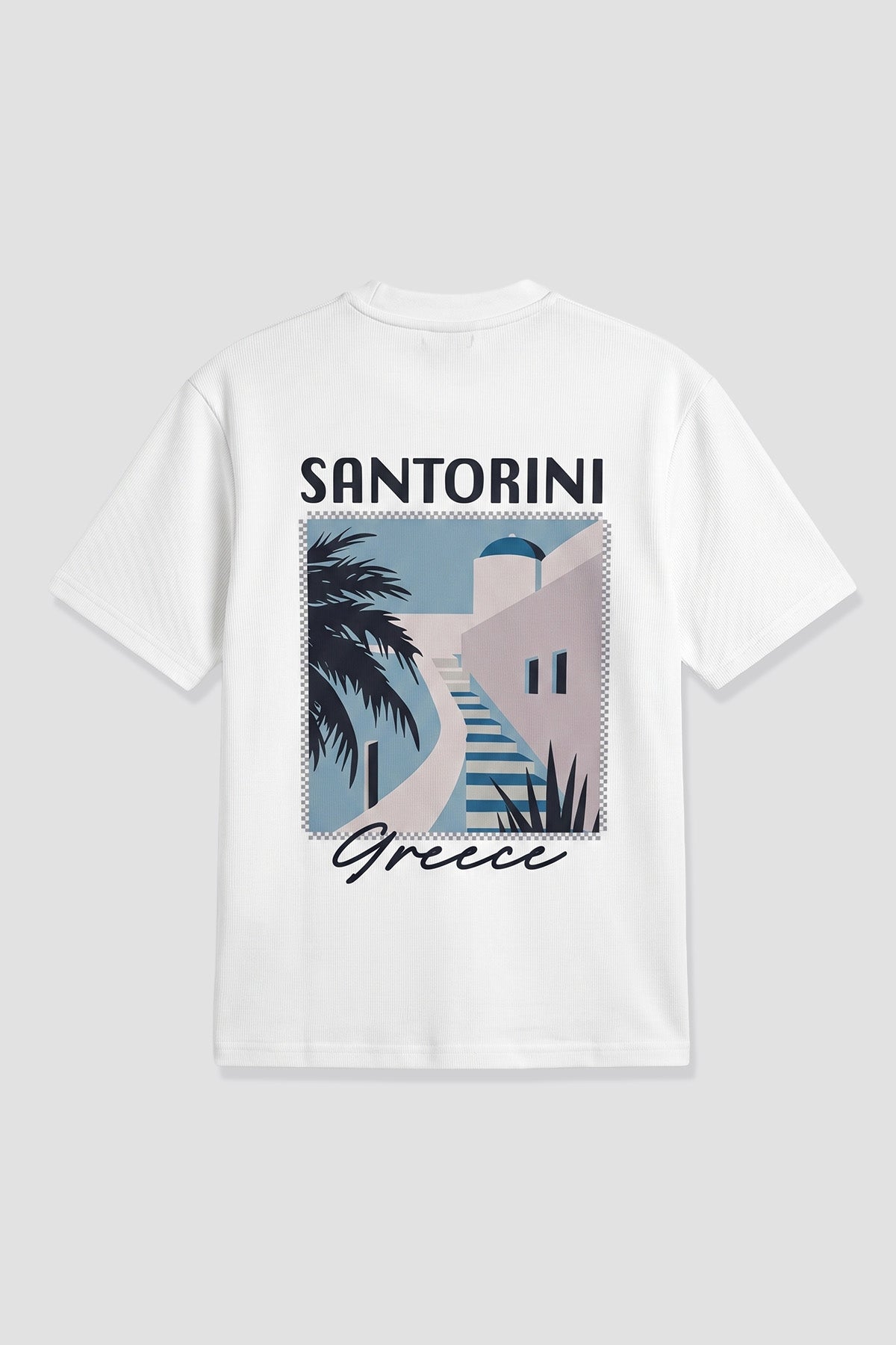 T-Shirt mit Santorin-Aufdruck – LL110090