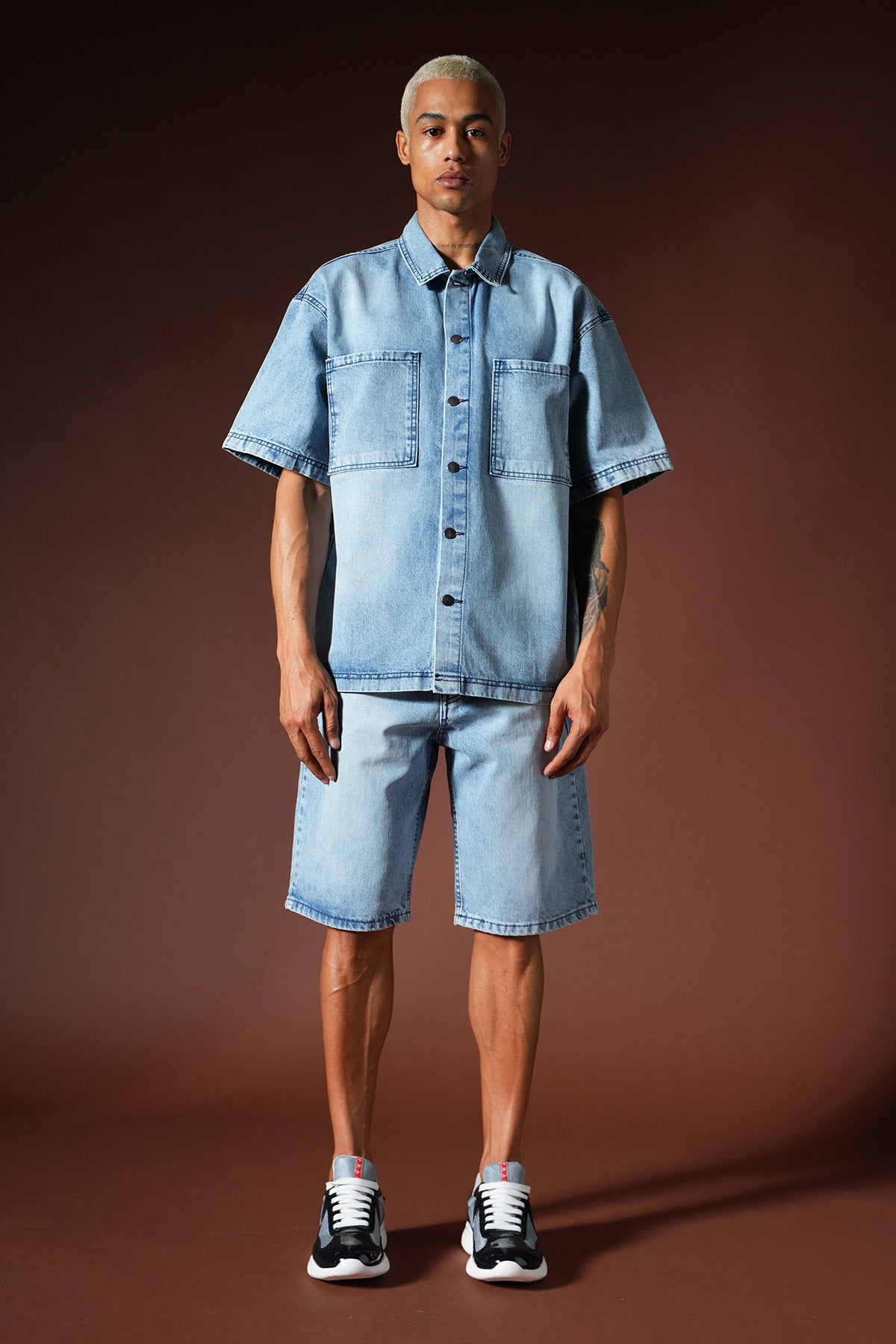 Ensemble chemise et short en denim oversize TK-01