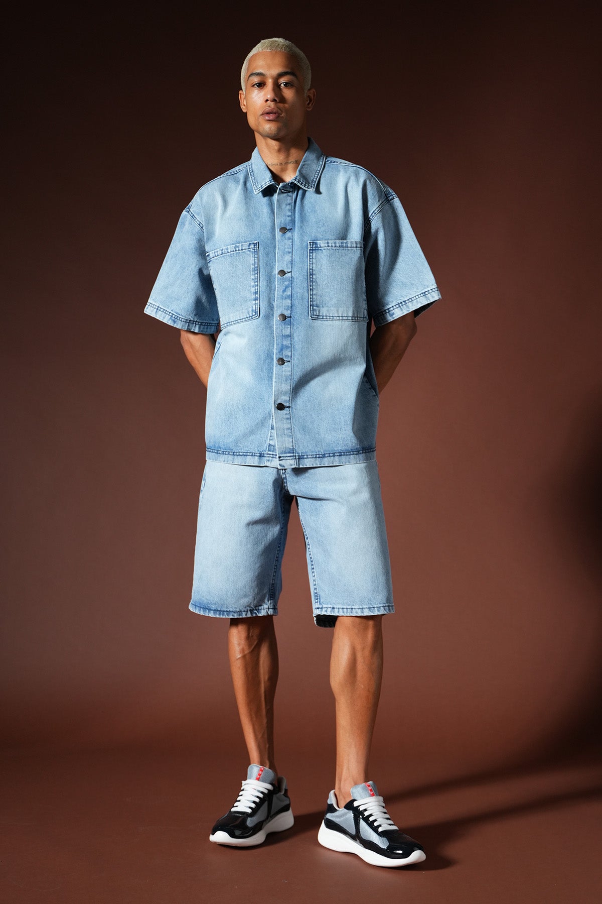 Ensemble chemise et short en denim oversize TK-01