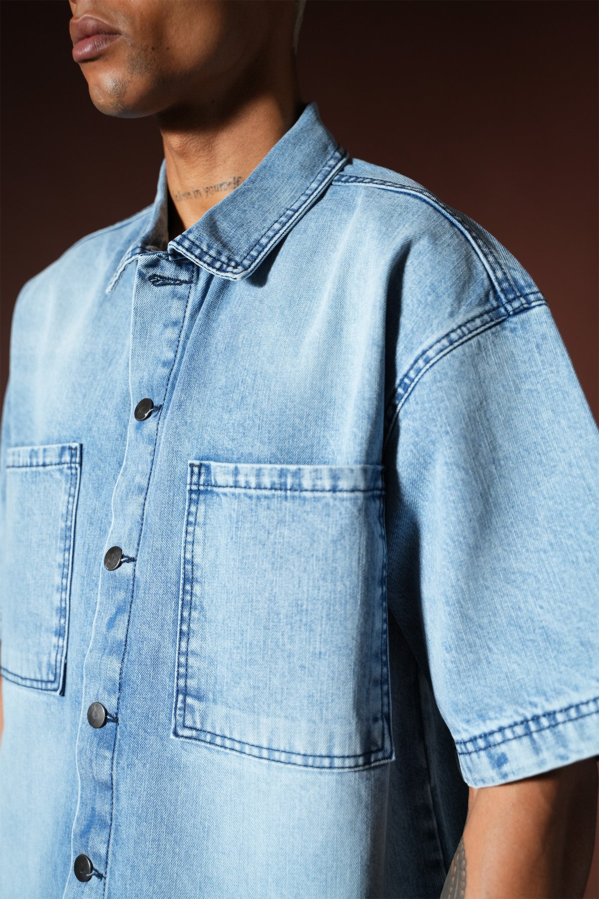 Ensemble chemise et short en denim oversize TK-01