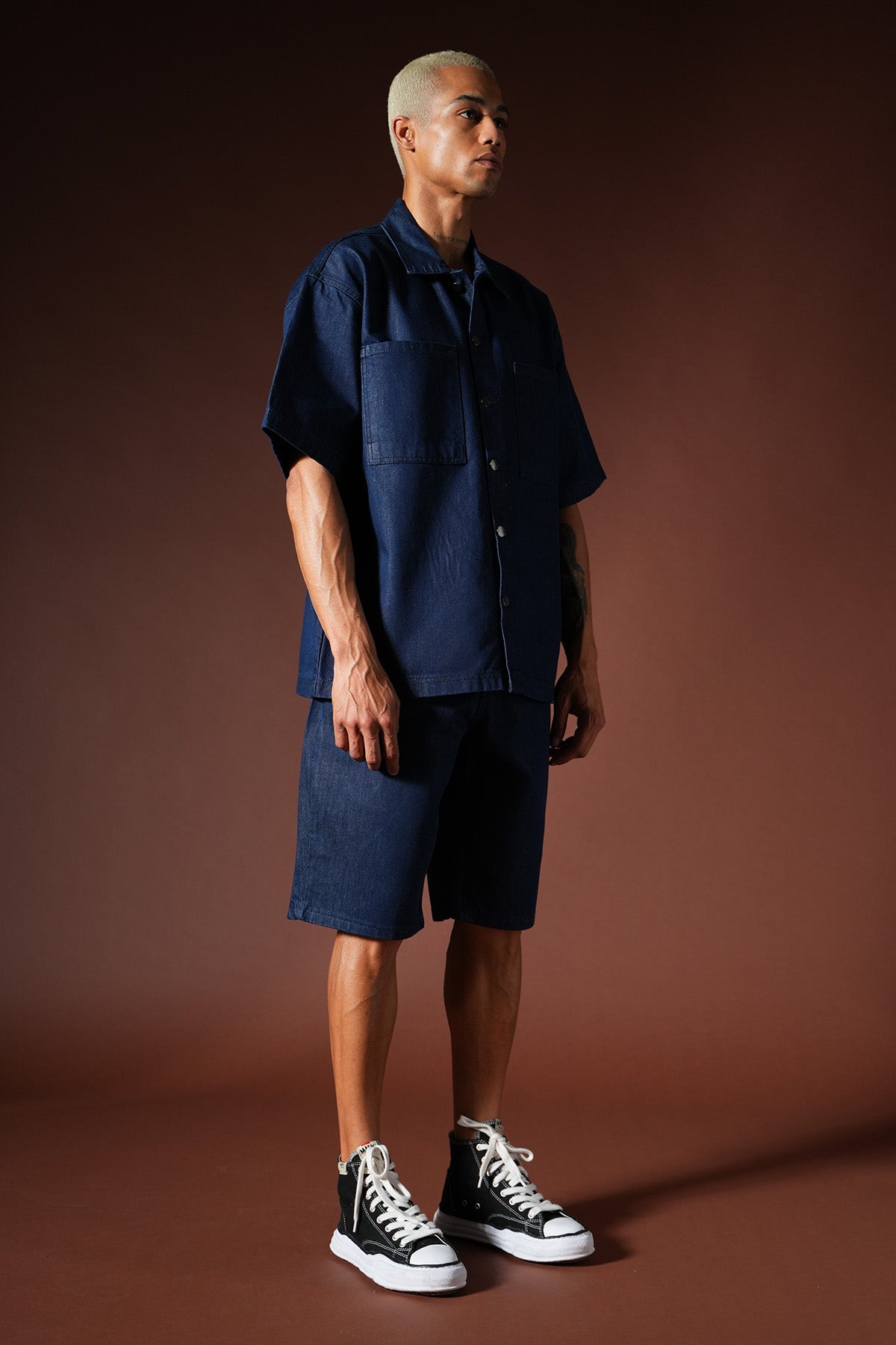 Ensemble chemise et short en denim oversize TK-01