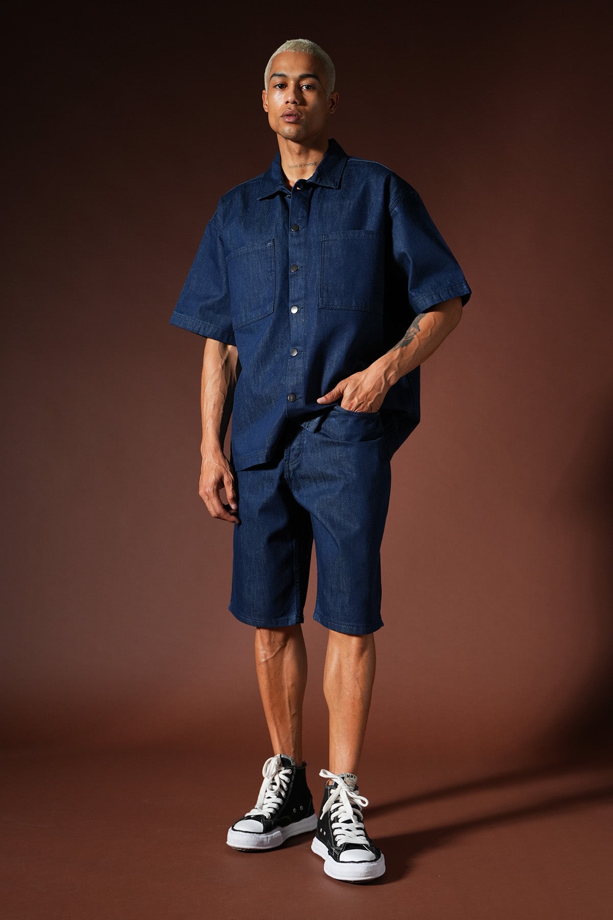 Ensemble chemise et short en denim oversize TK-01