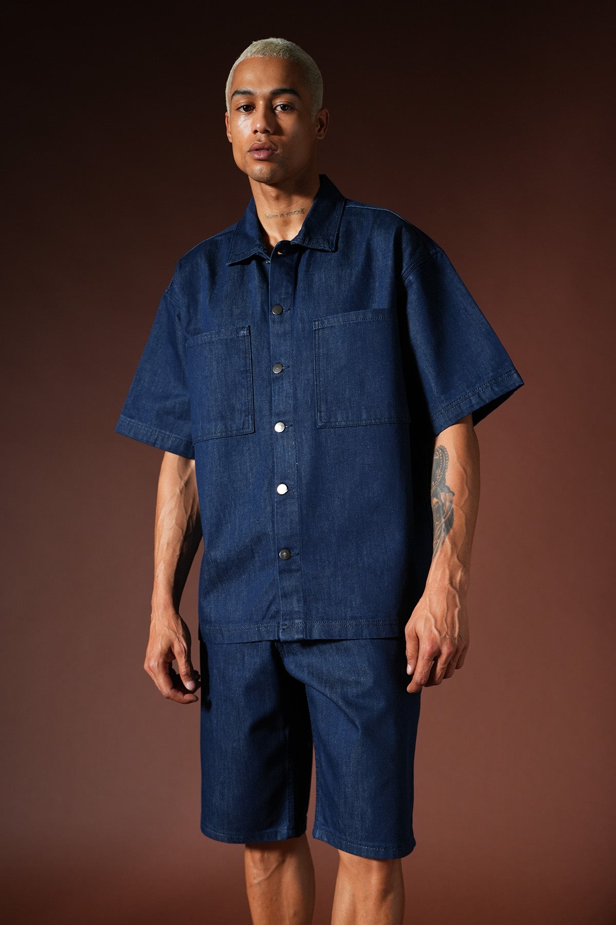 Ensemble chemise et short en denim oversize TK-01