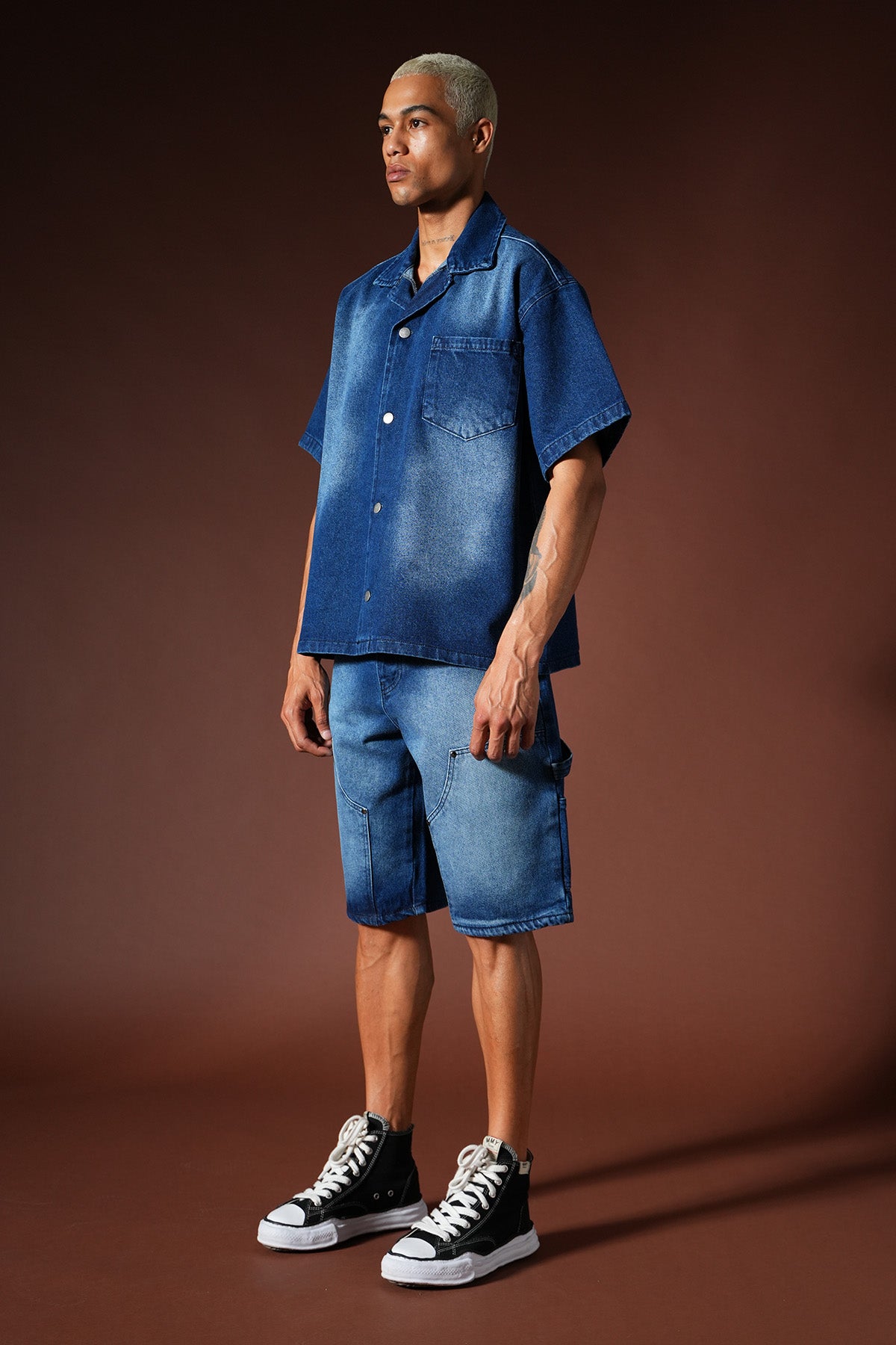 Ensemble chemise et short en denim oversize TK-02