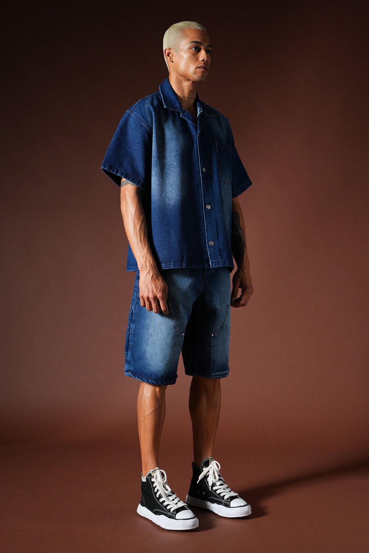 Ensemble chemise et short en denim oversize TK-02