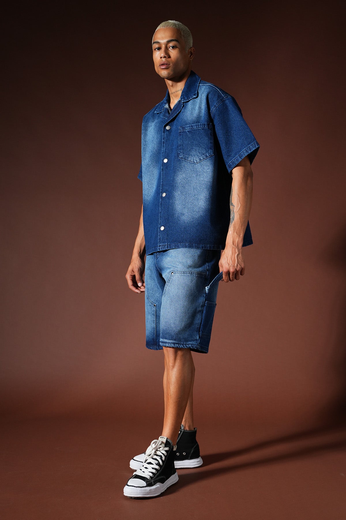 Ensemble chemise et short en denim oversize TK-02