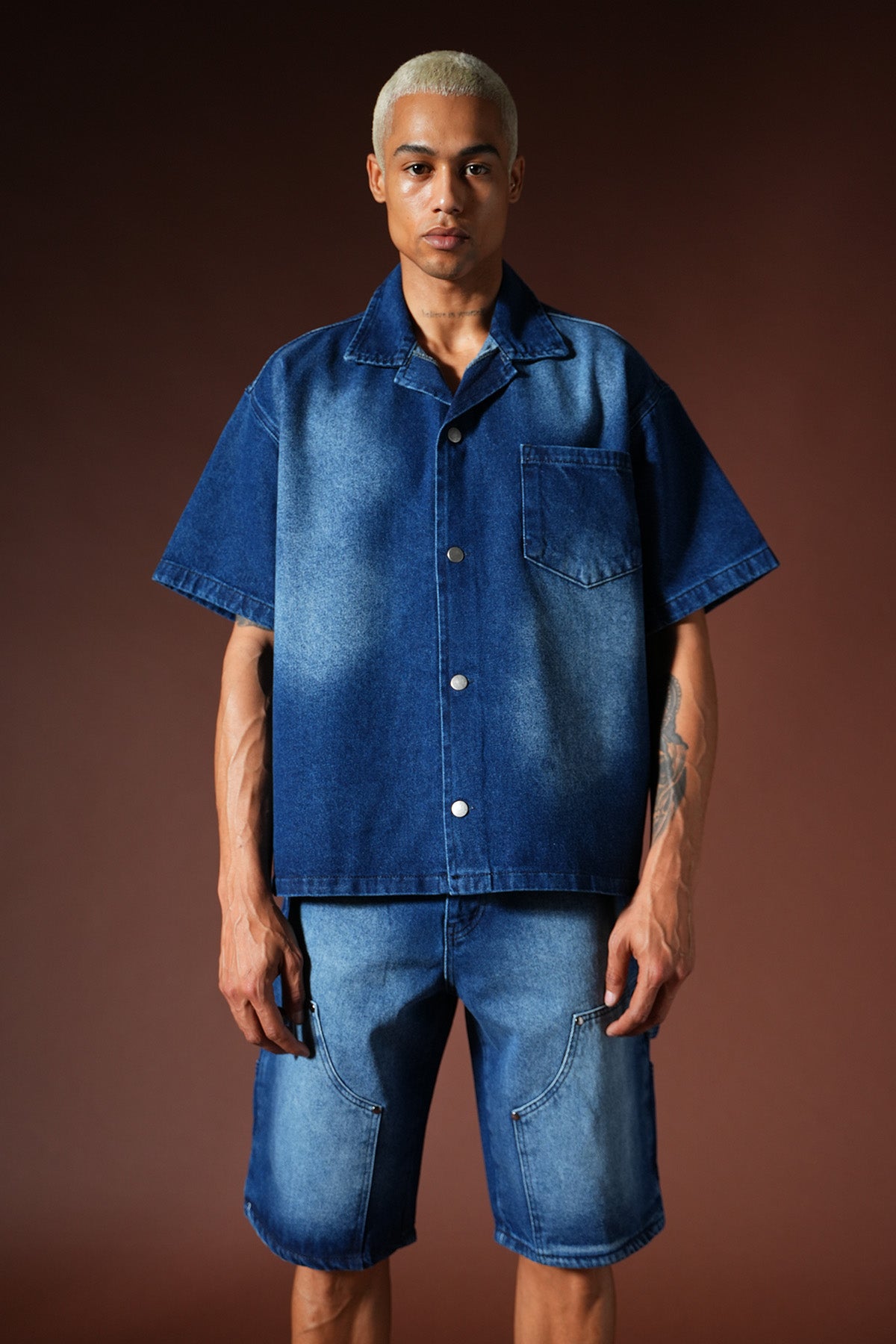 Ensemble chemise et short en denim oversize TK-02
