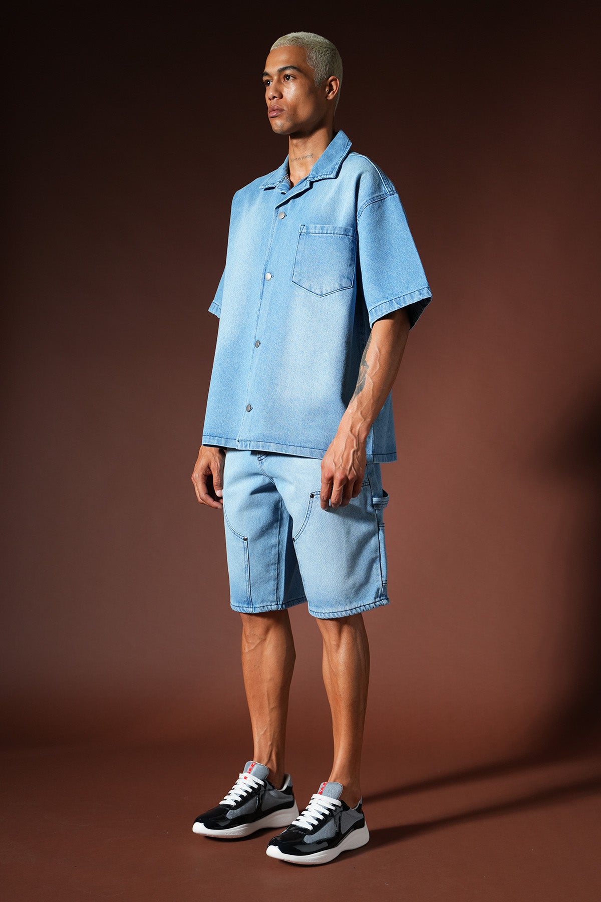 Ensemble chemise et short en denim oversize TK-02
