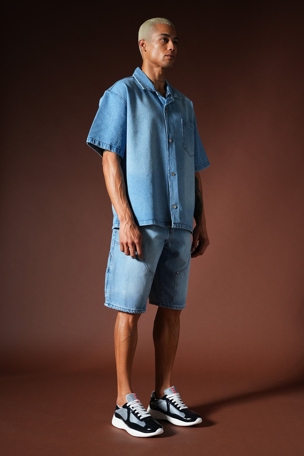 Ensemble chemise et short en denim oversize TK-02