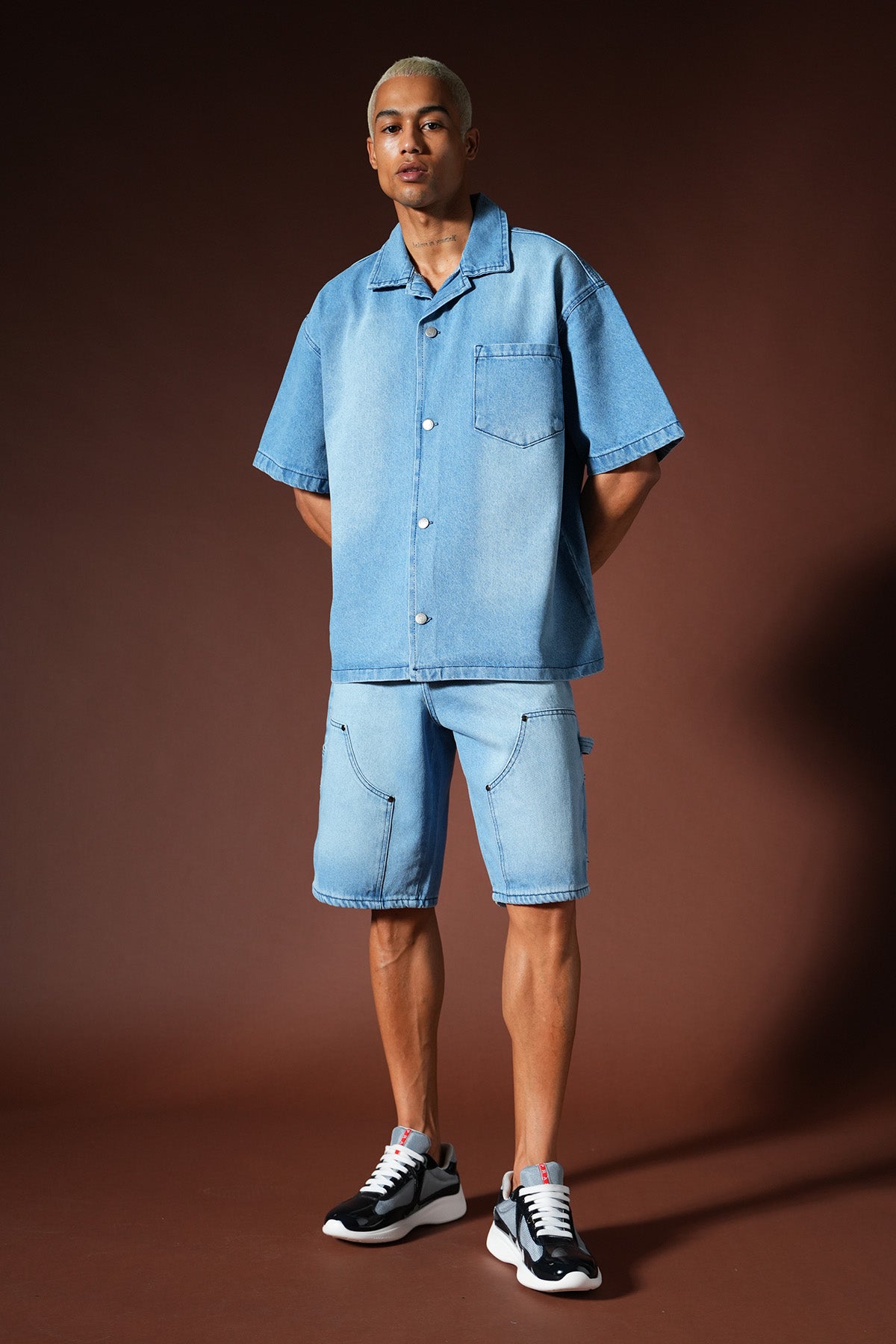 Ensemble chemise et short en denim oversize TK-02