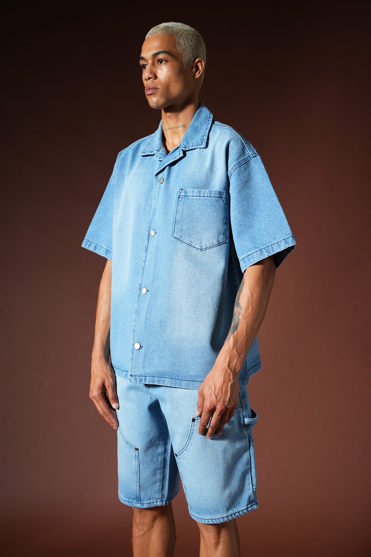 Ensemble chemise et short en denim oversize TK-02