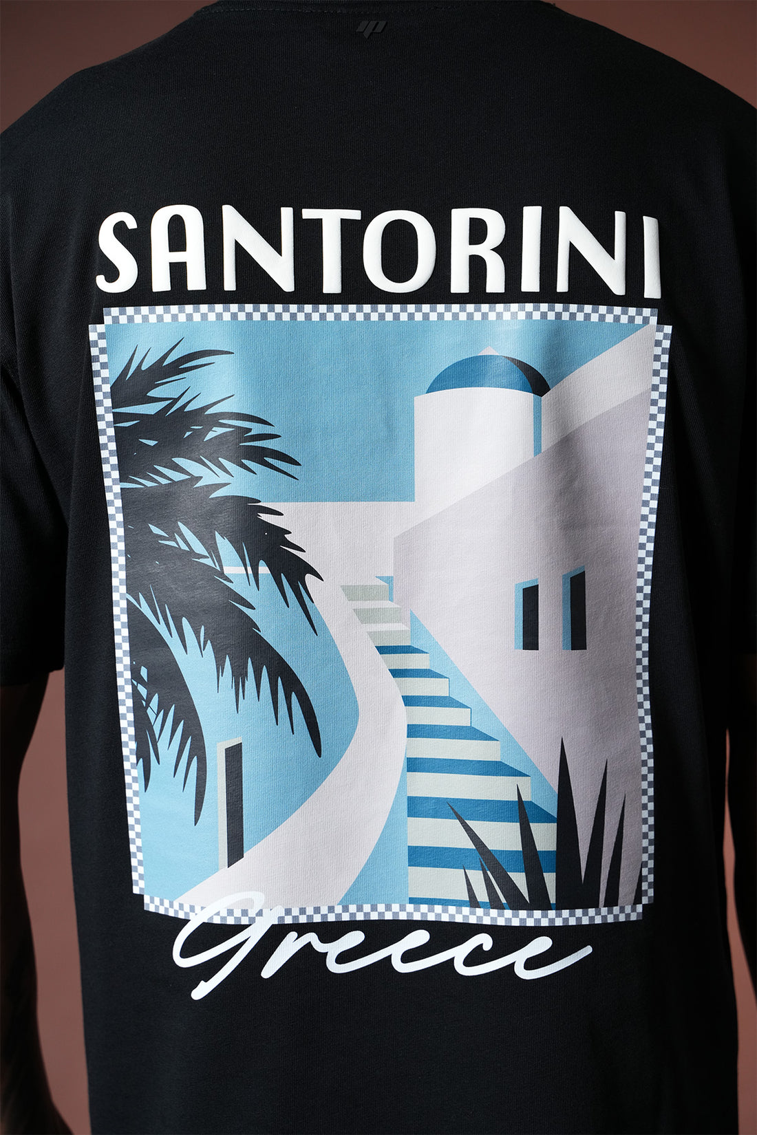 T-Shirt mit Santorin-Aufdruck – LL110090