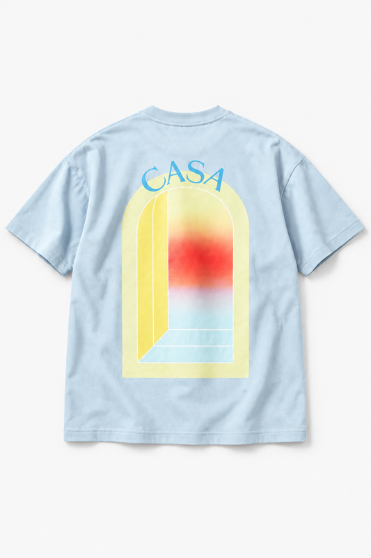 T-shirt oversize OM-052 Bleu Clair – vue dos sans mannequin