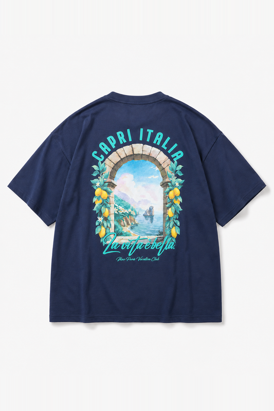 IKAO PARIS IPM163 Marine – t-shirt oversize, vue de dos sans mannequin sur fond clair